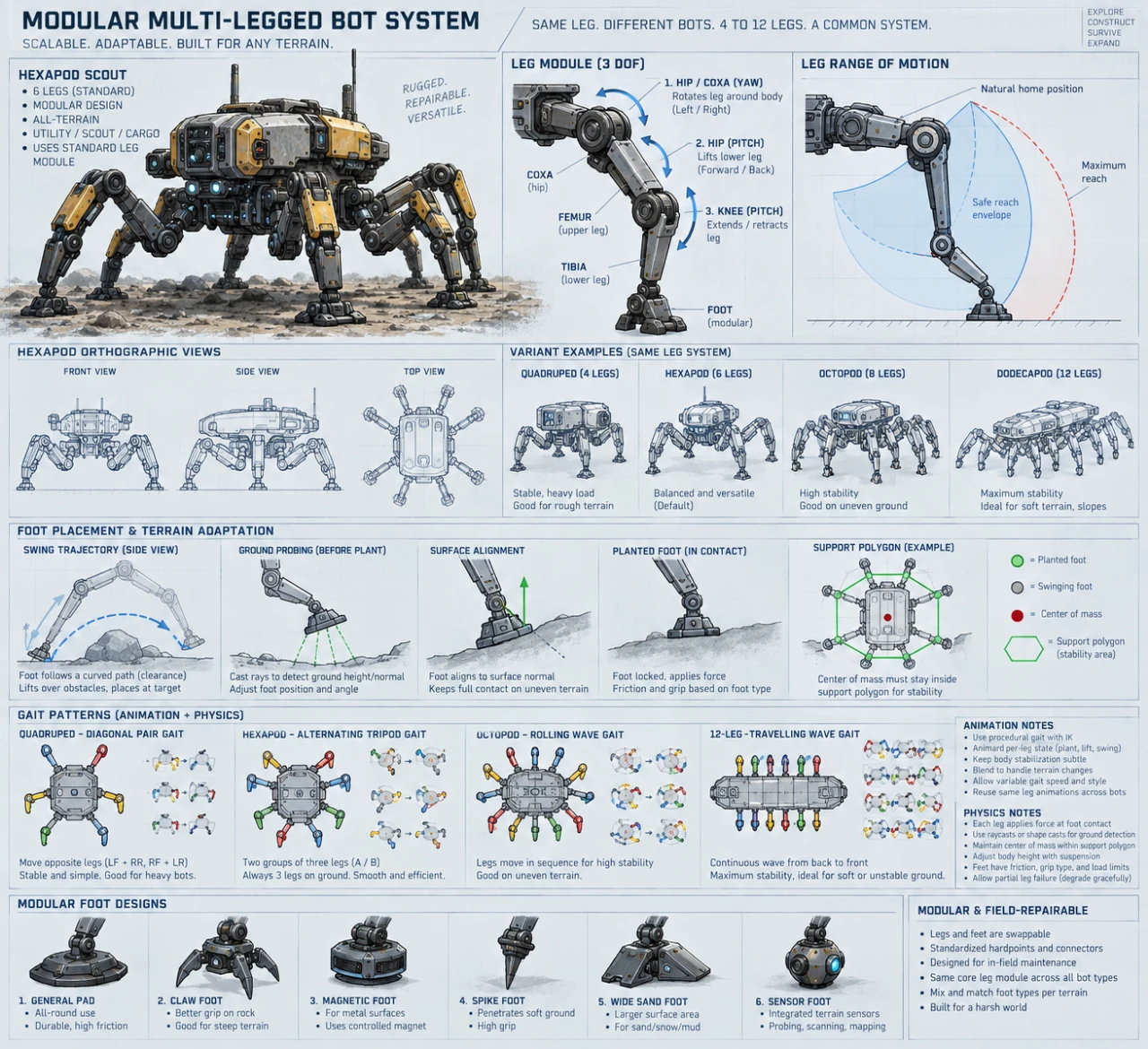 Concept art: Modular walking-machine concept studies